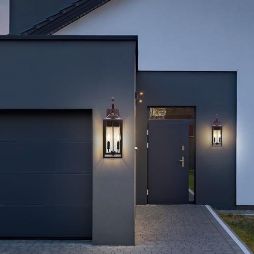 19" Oil Rubbed Bronze Outdoor Wall Lantern 2-Light, Porch & Patio Lights - Image 6