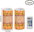 Set of 2 Flameless Candles with Remote Sunflower Maple Leaves Battery Operated Candles with Timer Flickering LED Elictric Pillar Lights for Autumn Theme Home Decor - Image 2