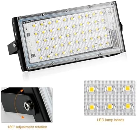 50W Led RGB Flood Light Lamp Ac 220 Outdoor Floodlights Ip66 Waterproof Reflector Led Spotlight Red Green Blue Garden Lighting for Court,Garden,Warehouse,Cold Light - Image 6