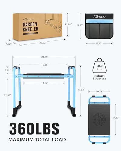 AZBESTPRO Garden Kneeler and Seat, Upgraded Foldable Heavy Duty Gardening Stool - Widened to 10" Stable Wear-Resistant Prevent Knee and Back Pain, Bench High-End 2 Large Tool Bags Gift for Men Women - Image 2
