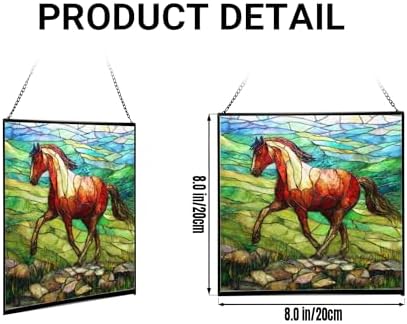 Roan Appaloosa Horse Walking Across Stony Ridge Square Suncatcher – Stained Glass Style Window Panel with Pastoral Scene, Custom Decorative Hanging Art for Equestrian Home, Christmas JbjgXd - Image 2