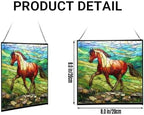Roan Appaloosa Horse Walking Across Stony Ridge Square Suncatcher – Stained Glass Style Window Panel with Pastoral Scene, Custom Decorative Hanging Art for Equestrian Home, Christmas JbjgXd - Image 2