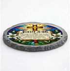 Magnolia Garden 10-Inch John 3:16 Scripture Stepping Stone - Faux Stained Glass Bible Verse Garden Stone, Weather-Resistant Resin Pathway Accent, Christian Cross Outdoor Yard Decor & Walkway Plaque - Image 3