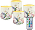 4 Pack Flickering Flamless Candles with Remote Battery Operated LED Pillar Candles with Timer for Indoor Outdoor Wedding Dining Room Home Decorations, Floral Hummingbird Butterfly by Merkmak