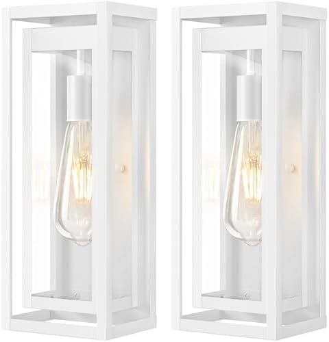 15" Outdoor Wall Lights, White Exterior Lighting Fixtures, 2 Pack by Slypadan