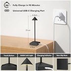 3 Pack Small Black Rechargeable Cordless Table Lamps Dimmable - Image 4