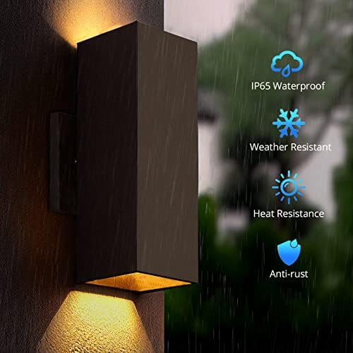 wowlite Dusk to Dawn Outdoor Wall Lights, Bronze Up & Down Sconce, 2 Pack - Image 3