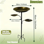 Bird Bath and Feeder for Outside, 12 Inch Bowl 36 Inch Tall Antique Bronze Birdbaths with 5-Prong Ground Stake and Detachable Bowl - Image 2