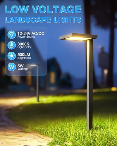SUNVIE 5W 3000K LED Low Voltage Landscape Pathway Lights Black, 12 Pack - Image 2