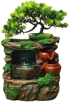 Resin Water Fountain Indoor Desktop Rockery Flowing Waterfall Ornaments Handmade by Unknown
