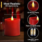 3x3 Flameless Candles with Remote Set of 3, 3 inch Battery Candles Flickering with Timer, LED Pillar Candle for Suitable for Suitable for home, wedding decoration, holiday party - Red - Image 2
