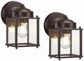 LIT-PaTH Outdoor Wall Light Fixture, Anti-Rust Metal Glass, Bronze, 2 Pack by LIT-PaTH