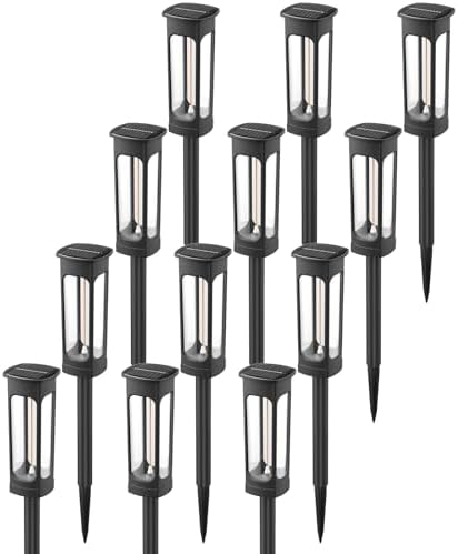 VOLISUN Solar Pathway Lights,12 Pack LED Solar Lights Outdoor Waterproof, Landscape Lighting,Cool Whtie Color Solar Path Lights,Landscape Lights,Solar Garden Lights for Yard Lawn Driveway Walkway by VOLISUN