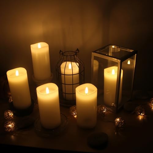 Stonebriar LED Pillar Candles — Remote & Timer, Real Wax Flameless Candles for Home Décor, Weddings & Events, Pack of 6, White, 3" x 6" - Image 6