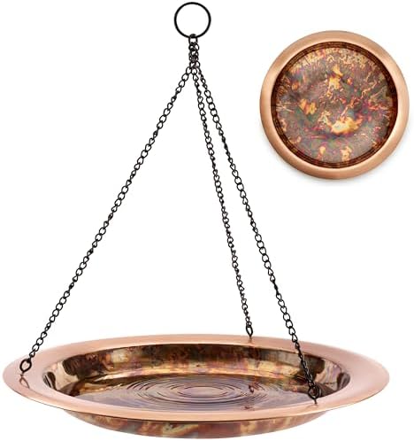 Good Directions Hanging Fire Copper Bird Bath for Outside Backyard, Outdoor, Patio, Garden, Birdbath Gift for Bird Lovers Watchers, Large 18" Pure Copper Metal by GoodDirections