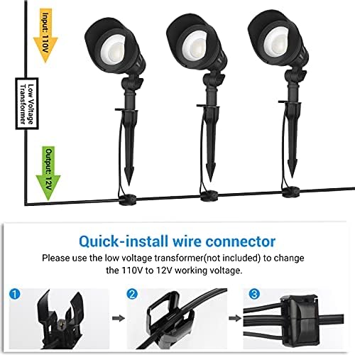 DEWENWILS LED Low Voltage Landscape Lights, 12V Aluminum Outdoor Spotlight - Image 4