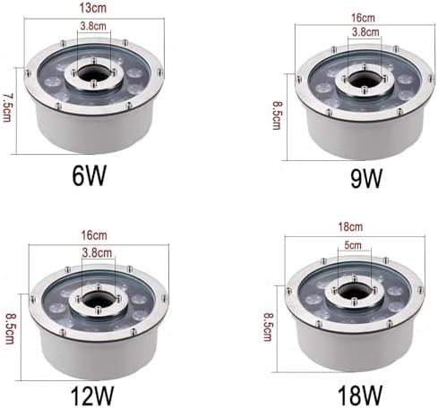 Recessed Underwater Lights - Ring Fountain RGB Light, 12V Low Voltage Middle Hole Pond Lighting, IP68 Waterproof Submersible Fountain Spotlight, For Underwater Landscape Decorative(Red Light,18W(12v)) - Image 2