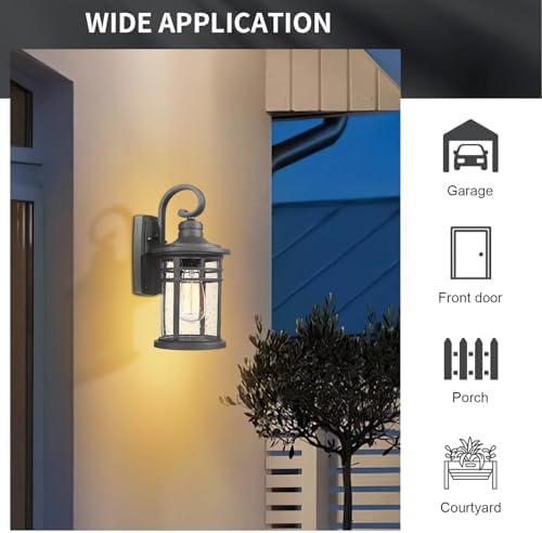 Outdoor Wall Light 2 Packs, Outdoor Porch Lights Wall Mount Exterior Sconces Lighting Fixtures Waterproof Outside Lantern Lamp for House Front Porch Patio Garage Doorway Garden - Image 5