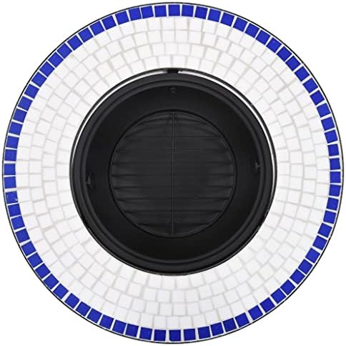 26.8" Mosaic Fire Pit Table, Ceramic Outdoor Wood Burning Fireplace Bowl for Backyard Patio Garden Heating BBQ, Blue and White 26.8" Ceramic, -474 - Image 6