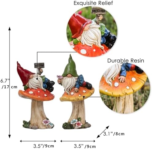 TERESA'S COLLECTIONS Set of 2 Cute Fall Gnomes Garden Decor for Yard 7" - Image 2