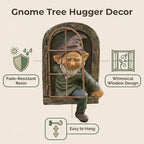 Gnome Statue Tree Face Outside Yard Art Outdoor Statue, 12 Inch Elf Out of The Window Tree Decor and Yard Decorations, Whimsical Gnomes Garden Sculptures & Statues, Fairy Tree Peeker Ornaments - Image 6