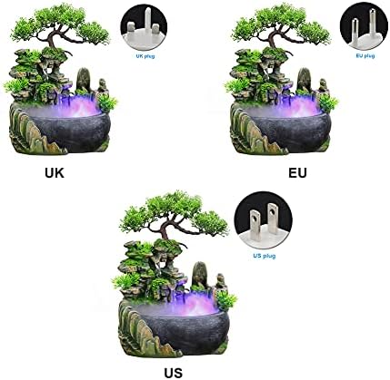 Rockery Stream Tabletop Fountain, Zen Meditation Indoor Waterfall Feature with Automatic Pump and Switch, Desktop Fountain for Home Office Bedroom Decoration(US regulations Include Fog) - Image 7