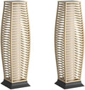 Wicker Solar Outdoor Floor Lamp Set of 2, Natural, Horizontal by Pationate