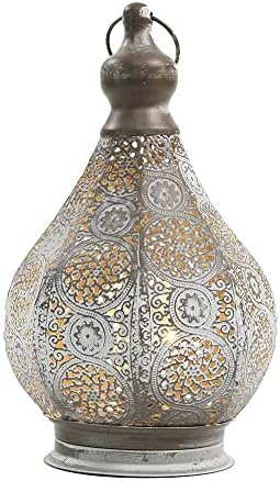 JHY DESIGN Moroccan Style Vintage Lantern Metal Table Lamp Battery Powered 11.5" Tall Cordless Lamp Desk Lamp with Edison Bulb for Living Room Bedroom Weddings Parties Garden Lounge Outdoor Indoor - Image 4