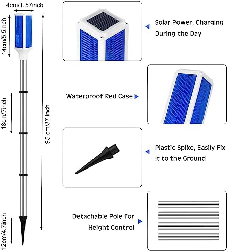 Macarrie 4 Pcs Driveway Marker Lights,37" Driveway Reflectors, Blue - Image 2
