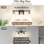 19" Black & Gold Modern Vanity Lights Over Mirror with Clear Glass Shades - Image 6