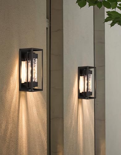 PARTPHONER Modern Outdoor Light Fixture, Exterior Wall Sconce Waterproof Porch Light, Outside Lamp for House with Water Glass for Garage Doorway - Image 2