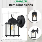 LIT-PaTH Outdoor Wall Light Fixture, Aluminum Glass, Black, 2 Pack - Image 6