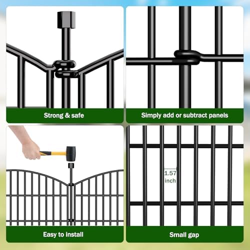 15 Panel No Dig Decorative Garden Fence 32" H x 35.4'L Outdoor Dog Barrier - Image 5