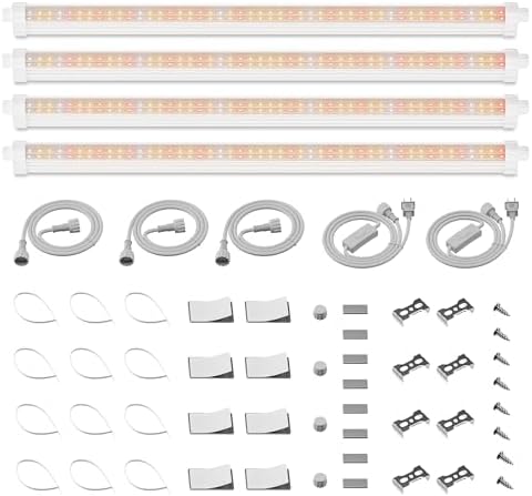 Spider Farmer 2FT LED Grow Lights for Indoor Plants,Full Spectrum (3000K+5000K+660nm),80W (4x20W,400W Equivalent),3-Level Dimmable,IP65 Waterproof,Linkable Design,Plant Light Strip for Shelve,4-Pack by SpiderFarmer