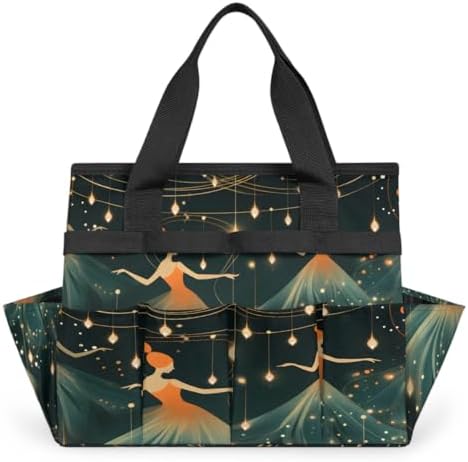 Ballet Dancing Garden Tool Bag Organizer Heavy Duty Ballet Dance Theme Gardening Tote Bag with 10 Pockets for Women Men Gardening Gifts by Home