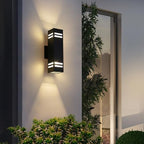 Cerdeco 15" Black Modern Outdoor Wall Light with 3-Sided Frosted Glasses - Image 4