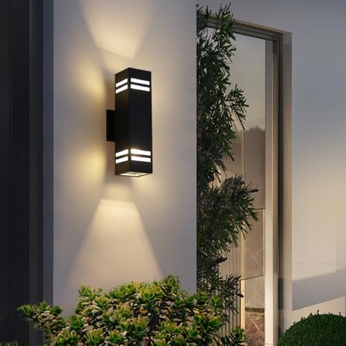 Cerdeco 15" Black Modern Outdoor Wall Light with 3-Sided Frosted Glasses - Image 4