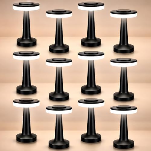 Riakrum 12 Pcs LED Cordless Table Lamp Bulk Rechargeable,Black by Riakrum