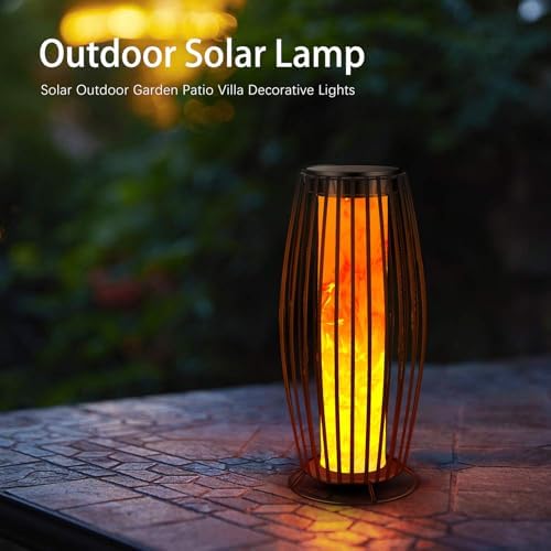 Solar Outdoor Floor Lamp, Flickering Flame Solar Outdoor Light,Solar Lanterns Outdoor Waterproof, Auto On/Off Solar Lantern for Porch, Garden, Patio, Lawn, Deck, Decorating - Image 3