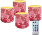 Valentines Day Full Red Heart Print Battery Operated Flameless Candles with Remote and Timer Flameless LED Pillar Candles for Banquet, Weddings, Home Decoration Pillar Lights by Merkmak