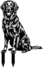 Dog Metal Garden Stake - Weatherproof Dog Silhouette Yard Art, Decorative Outdoor Sign for Lawn & Patio, Heartfelt Gift for Flat Coated Retriever Lovers(Sit,14") by VORISCAPE