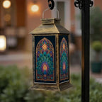 Solar Lantern Stained Glass Peacock Mandala Outdoor Waterproof Garden Hanging Lantern Solar Powered Lighting Outside Solar Light for Patio Yard Camping, Gifts for Women Mom - Image 6
