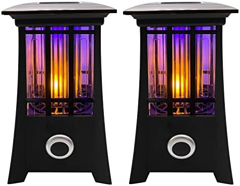 PIC Solar Bug Zapper, Cordless Patio Lantern, 600V Zapping Grid, 2 In 1 Light Mode with LED Flame Effect, Wide 1/2 Acre Coverage, Weatherproof, Auto On/Off, Showstopping Fly Trap Design, Pack of 2 by PICCorporation