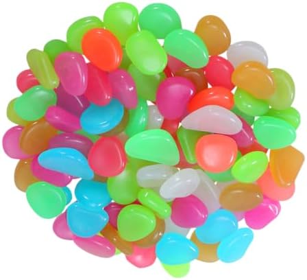 OSALADI Resin Pebbles Outdoor Decorative Stones Glow the Dark for Garden and Yard 500pcs Recharge in Sunlight Glowing Landscaping Stones and Random Color and Pet Friendly for Fish Tanks by OSALADI