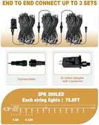 2 Pack Extendable Multicolor Christmas String Lights Indoor Outdoor 400 LED - Image 7
