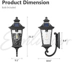 Emliviar Solar Wall Lantern Outdoor, Waterproof Outdoor Sconce Light, Dusk to Dawn LED Exterior Wall Lighting with Water Ripple Glass, Black Finish, 500181-SL SW BK - Image 6