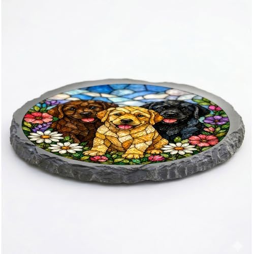 Magnolia Garden 10-Inch Triple Labrador Stepping Stone - Stained Glass Mosaic Three Labs Garden Stone, Weather-Resistant Resin Pathway Accent, Pet Lover Yard Decor & Memorial Plaque - Image 7