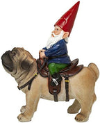 Funny Guy Mugs Garden Gnome Statue - Gnome Riding a Pug - Indoor/Outdoor Garden Gnome Sculpture for Patio, Yard or Lawn - Image 5