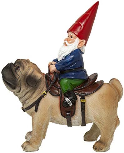 Funny Guy Mugs Garden Gnome Statue - Gnome Riding a Pug - Indoor/Outdoor Garden Gnome Sculpture for Patio, Yard or Lawn - Image 5