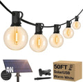 50FT Solar String Lights, Waterproof LED Outdoor String Lights, G40 Globe Patio Lights Solar Powered with 27 Shatterproof E12 Bulbs, 2700K Solar Lights for Outside Porch Garden Backyard Party Decor by Lakumu